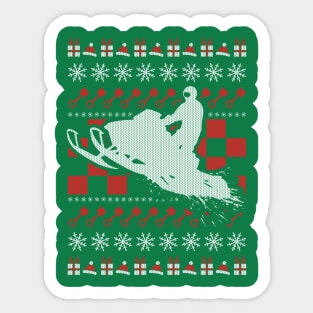 Snowmobile Ugly Christmas Sweater Sticker